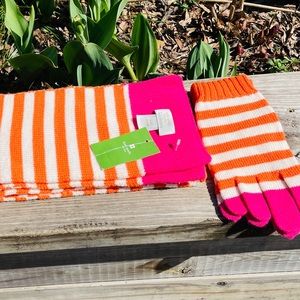 HOST PICK🧣🧣KATE SPADE 🧣🧣STRIPED SCARF/SET🧣🧣RED PINK🧣🧣ORANGE🧣🧣BNWT🧣🧣